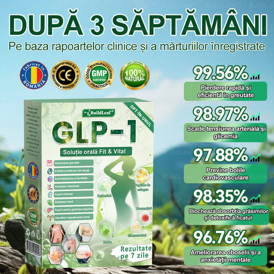 🌿𝑩𝒖𝒊𝒍𝒅𝑳𝒆𝒂𝒇® GLP-1 8-în-1 Fit & Vital Soluție orală – ⏰ O dată pe zi, schimbări vizibile în 7 zile / Pentru obezitate, sănătatea inimii și a sistemului cardiovascular, diabet, apnee de somn, sănătatea intestinelor, probleme articulare și multe altele.
